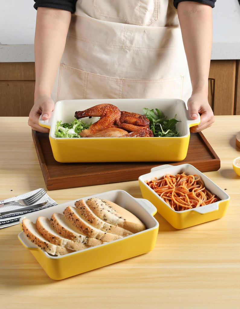 Ceramic Bakeware Set, Rectangular Dish for Oven Lasagna Pans for Cooking, Kitchen, Cake Dinner, Banquet and Daily