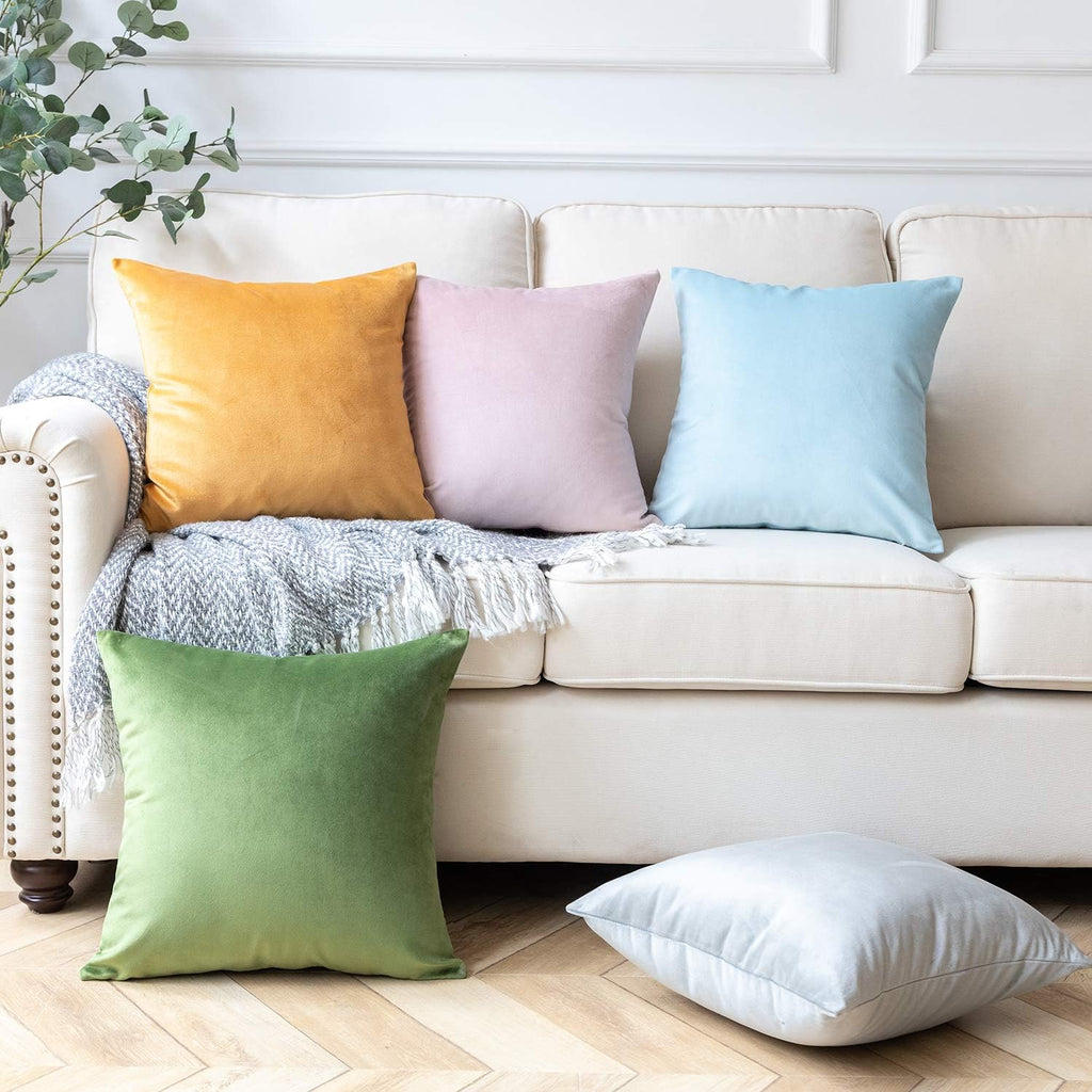 Pack of 2 Velvet Decorative Throw Decorative Pillow Cover Soft Solid Square Cushion Case