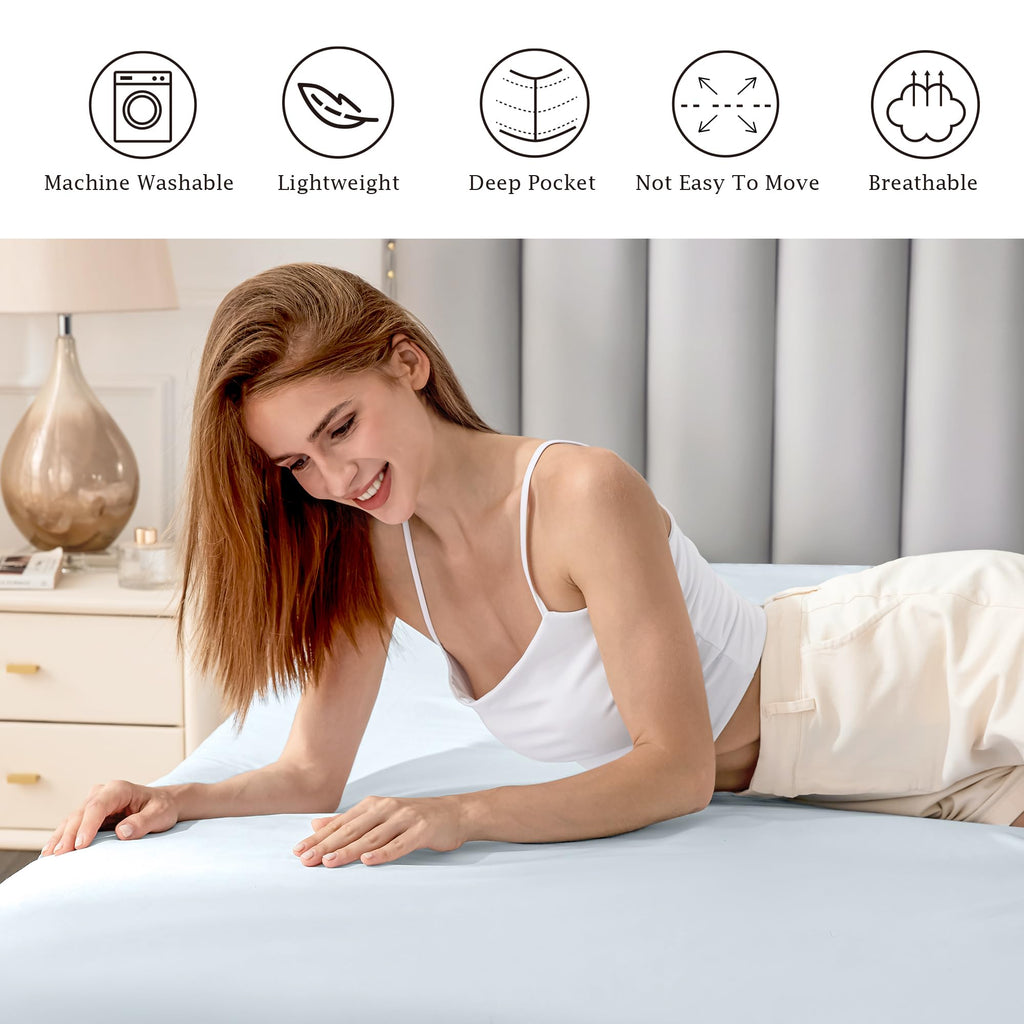 Pure Cotton Fitted Sheets Twin XL Size, 300 Thread Count Percale Sheets for Twin XL Size Bed, Soft & Breathable