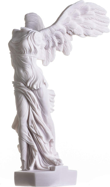 Winged Victory of Samothrace Statue Alabaster Ancient Ruins Louvre Museum Figurine 13.8 Inches