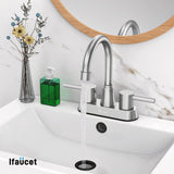 Bathroom Faucets, Bathroom Faucet 3 Hole, Bathroom Sink Faucet, Faucet for Sink 4 Inch 2 Handle Centerset, Lead-Free