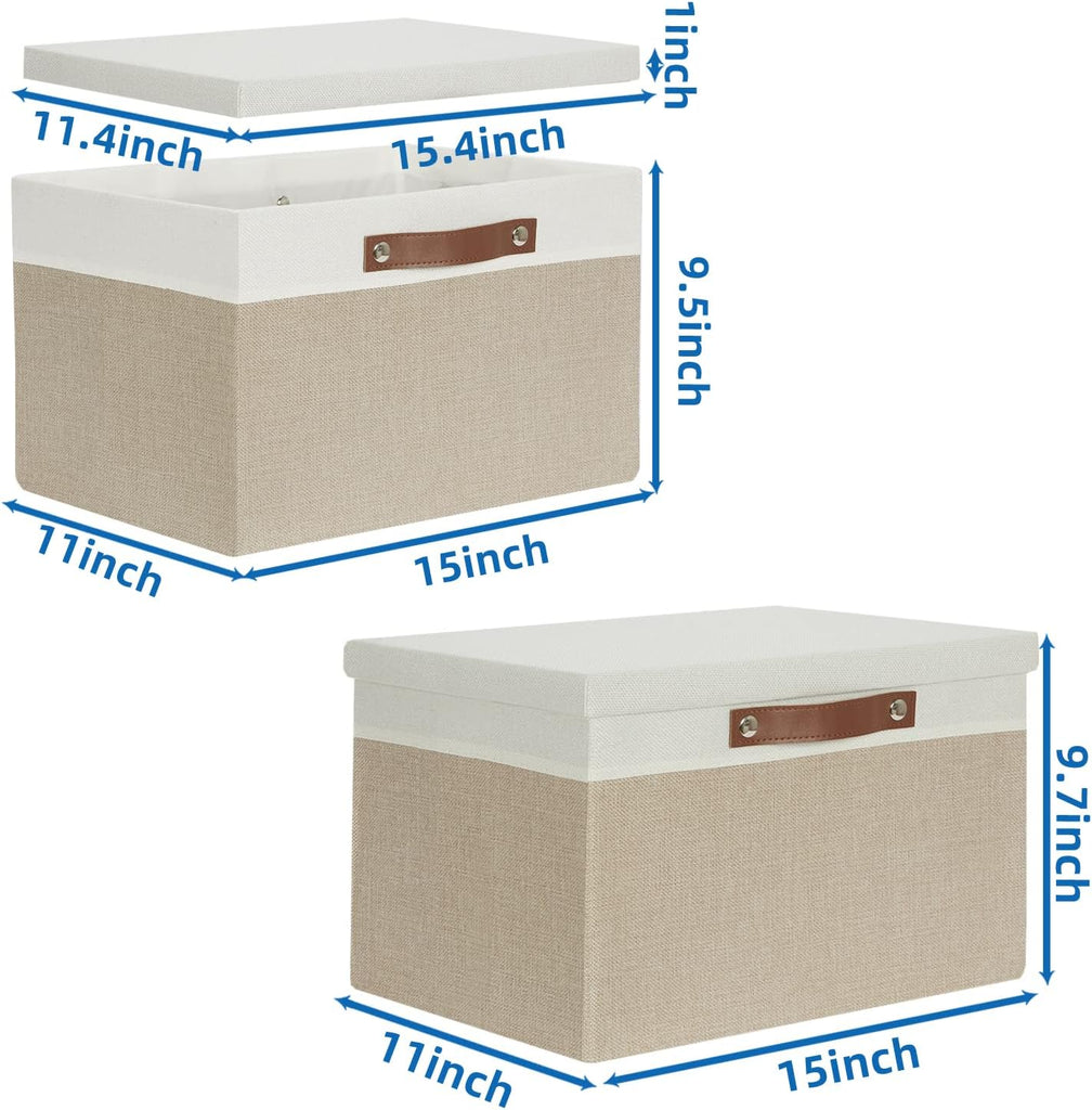 Foldable Storage Bins with Lids, [2-Pack] Large Storage Baskets with Lid, Fabric Storage Bin for Organizing Home