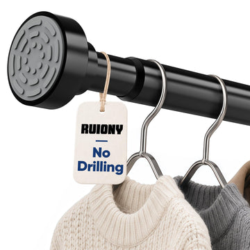 No Drill Closet Rod, Tension Rod for Hanging Clothes, 17-84in, Black