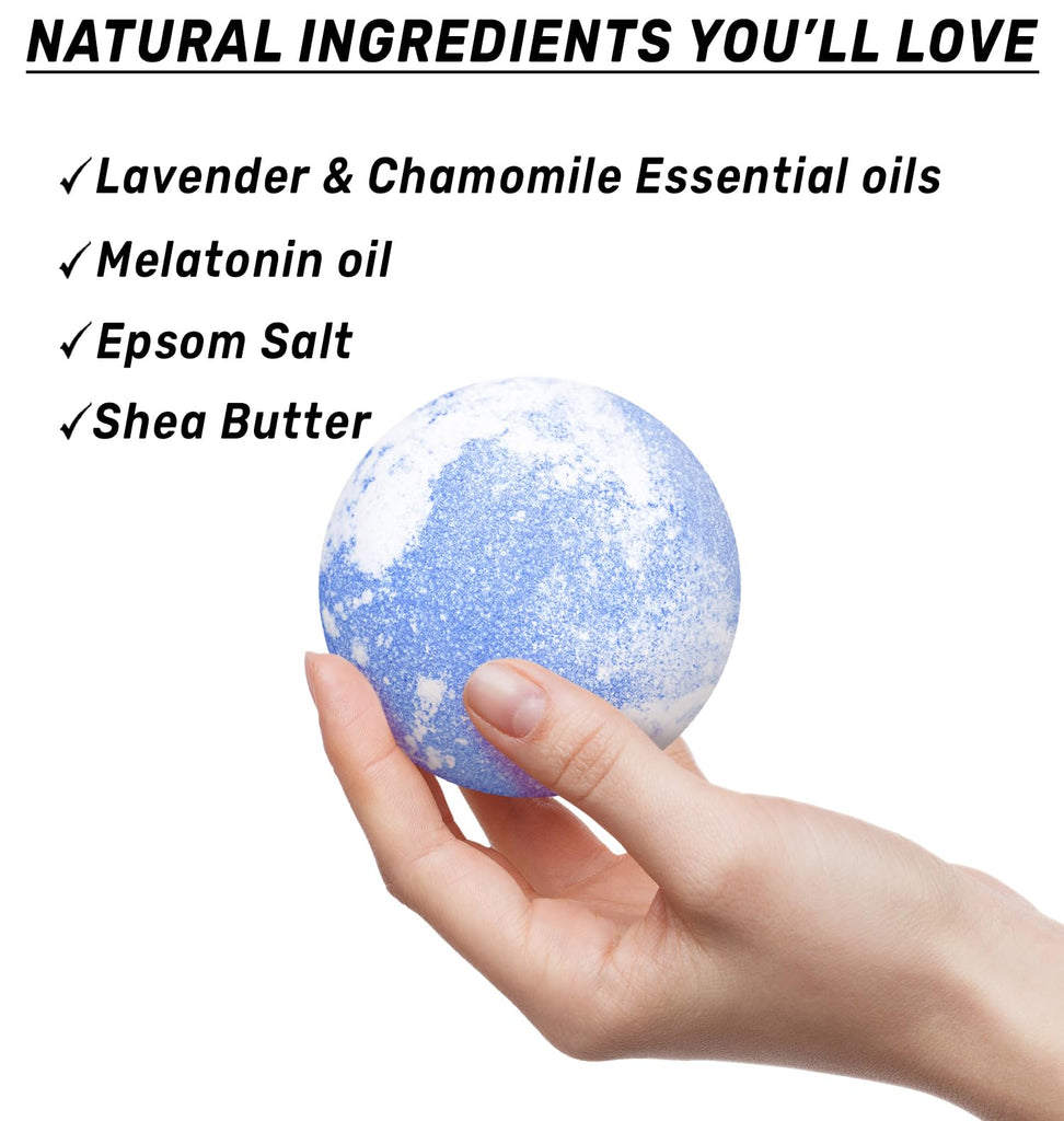 Sleep Well Bubble Bath Bombs Melatonin Infused Lavender Chamomile Essential Oils Luxurious Bath for Dry Skin Perfect