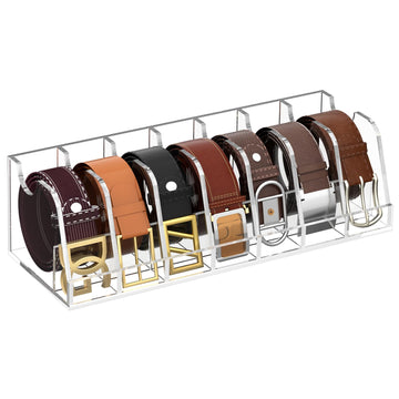 Belt Organizer for Closet,Acrylic Belt Holder Rack for Drawer,7 Grid