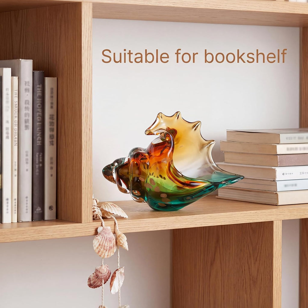 Hand Blown Glass Seashell Statue for Coastal Home Decor,Sea Shells