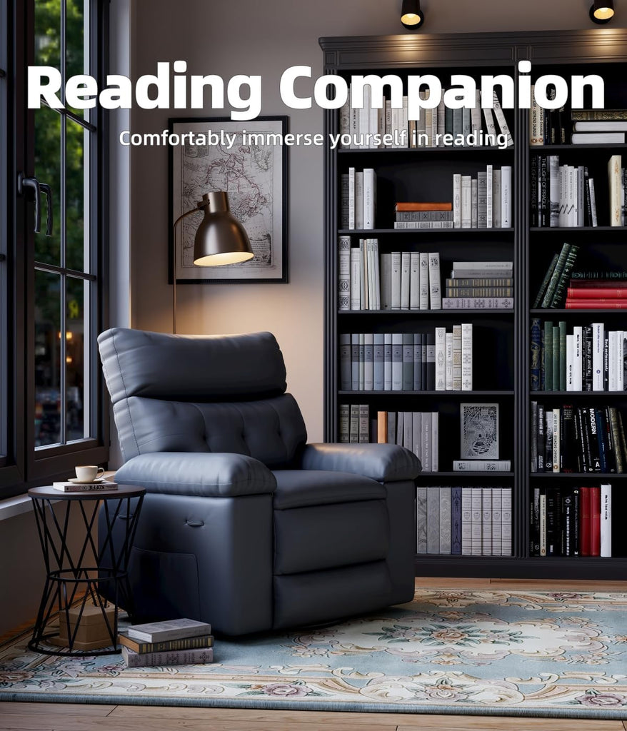 Oversized 27" Recliner Chairs, Classic Manual Leather Recliner