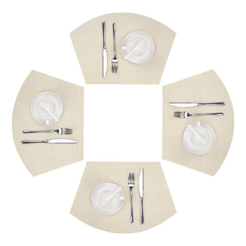 Wedge Placemats Set of 4 Woven Vinyl Small Round Table Placemats Wipe Clean Table Mats for Round Dining Table Indoor