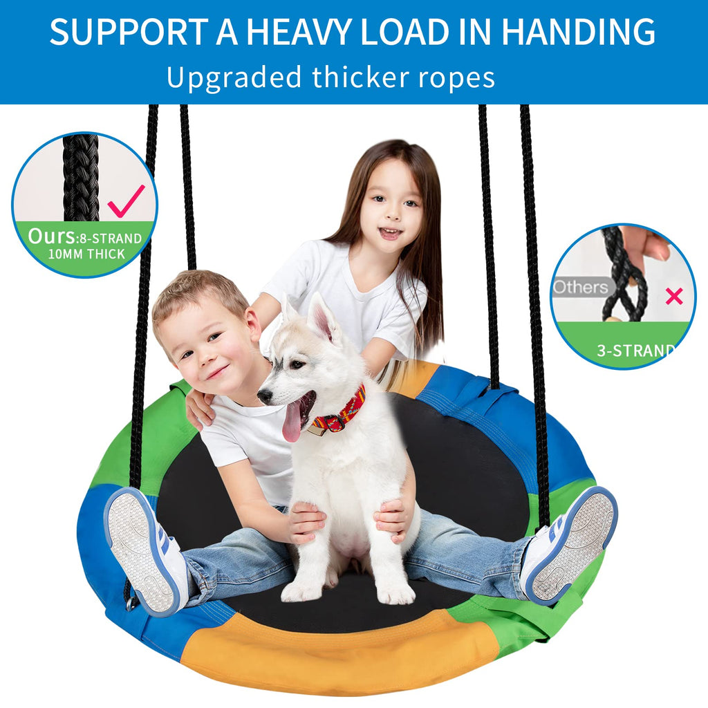 40 Inch Saucer Swing Tree Swing 680Lb Weight Capacity - 2 Added Hanging Straps Outdoor Swing Disc Swing for Kids Disc
