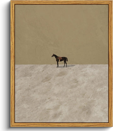 Vintage Framed Horse Wall Art Decor, Living Room Bedroom Lonely Horse Pictures Retro Wall Decor, Framed Canvas Prints