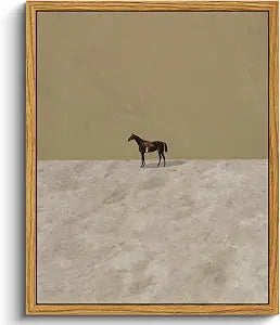 Vintage Framed Horse Wall Art Decor, Living Room Bedroom Lonely Horse Pictures Retro Wall Decor, Framed Canvas Prints