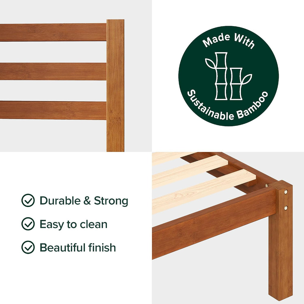 Leah Bamboo Platform Bed Frame with Headboard, No Box Spring Needed, Wood Slat Support, Easy Assembly, Queen