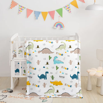 Crib Bedding Set,3pcs Nursery Crib Bedding with Comforter Crib Sheet & Crib Skirt,Watercolor Butterfly Printed