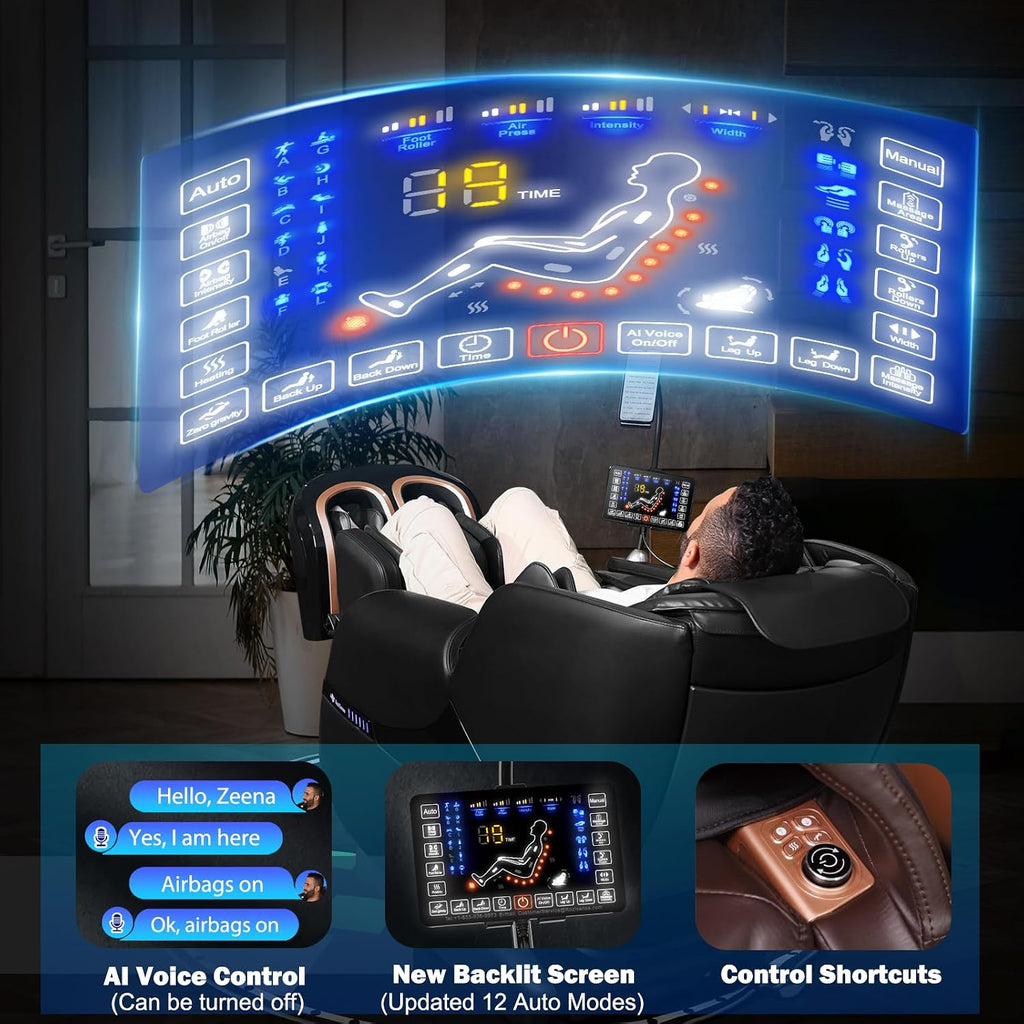 A18 Zero Gravity Full Body Massage Chair with Heat | Phone Holder, Bluetooth Speakers, 12 Auto Modes, 6 Manual Modes