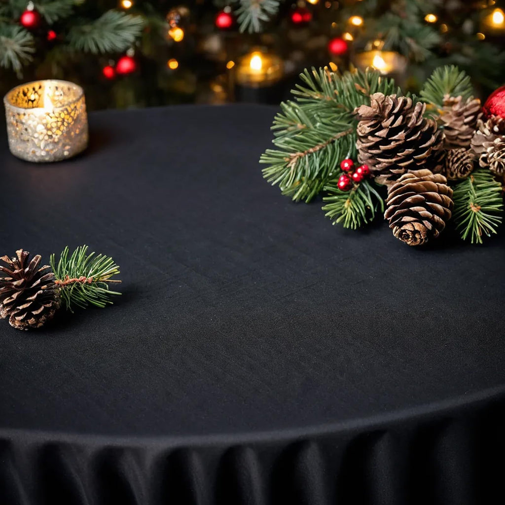 Classic Series 1 Pack 90inch Round Polyester Table Cloth, Black
