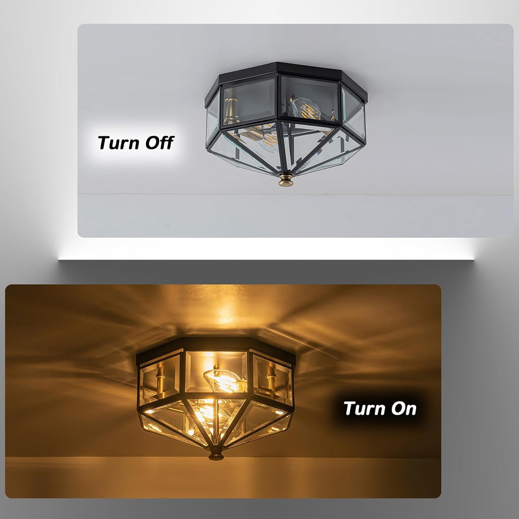 Flush Mount Ceiling Light Fixture, 2-Light Copper Outdoor Ceiling Lights