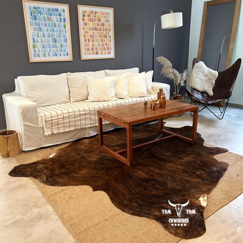 Rug 6x6 Brindle Dark Natural Leather