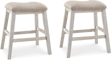 Skempton Modern 24" Counter Height Upholstered Barstool, 2 Count, Grayish White