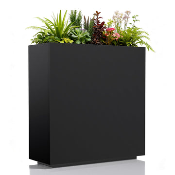 28" Galvanized Steel Planter Box, Outdoor Rectangular Tall Metal Planter with Insert Shelf & Drainage Holes, Matte