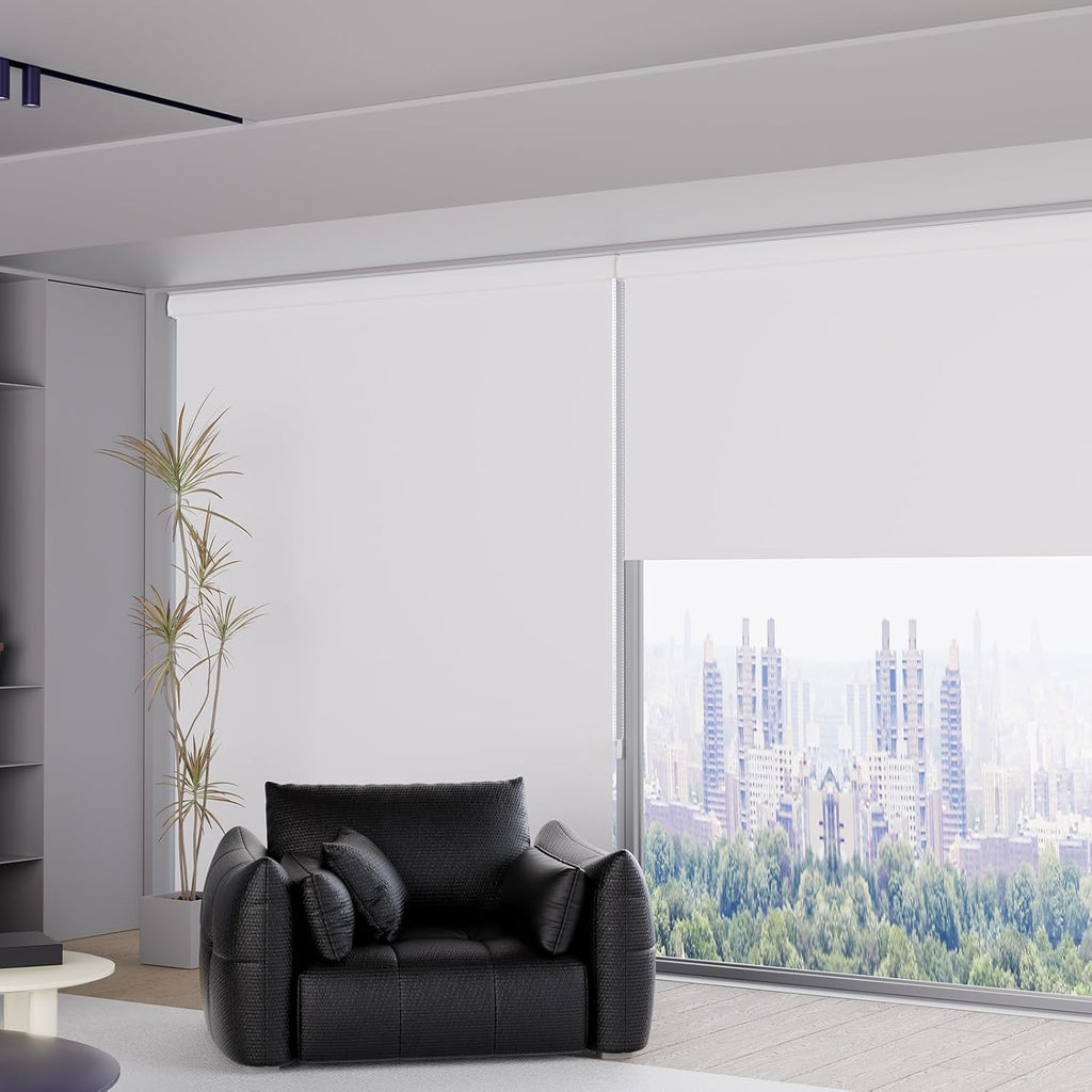 Custom Size Roller Shades Corded Blackout Binds with Valance, Light Blocking Fabric Room Darkening Customized Roller