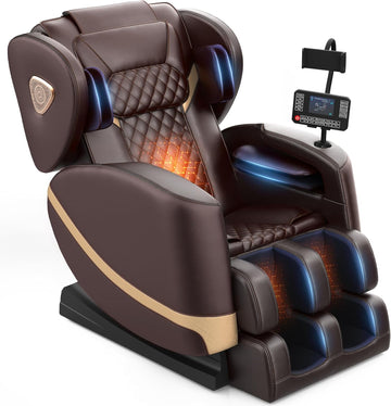 Massage Chair Full Body Zero Gravity Recliner, 2026 Premium Brown | 14 Shiatsu Rollers, 10 Airbags, 5 Auto Modes