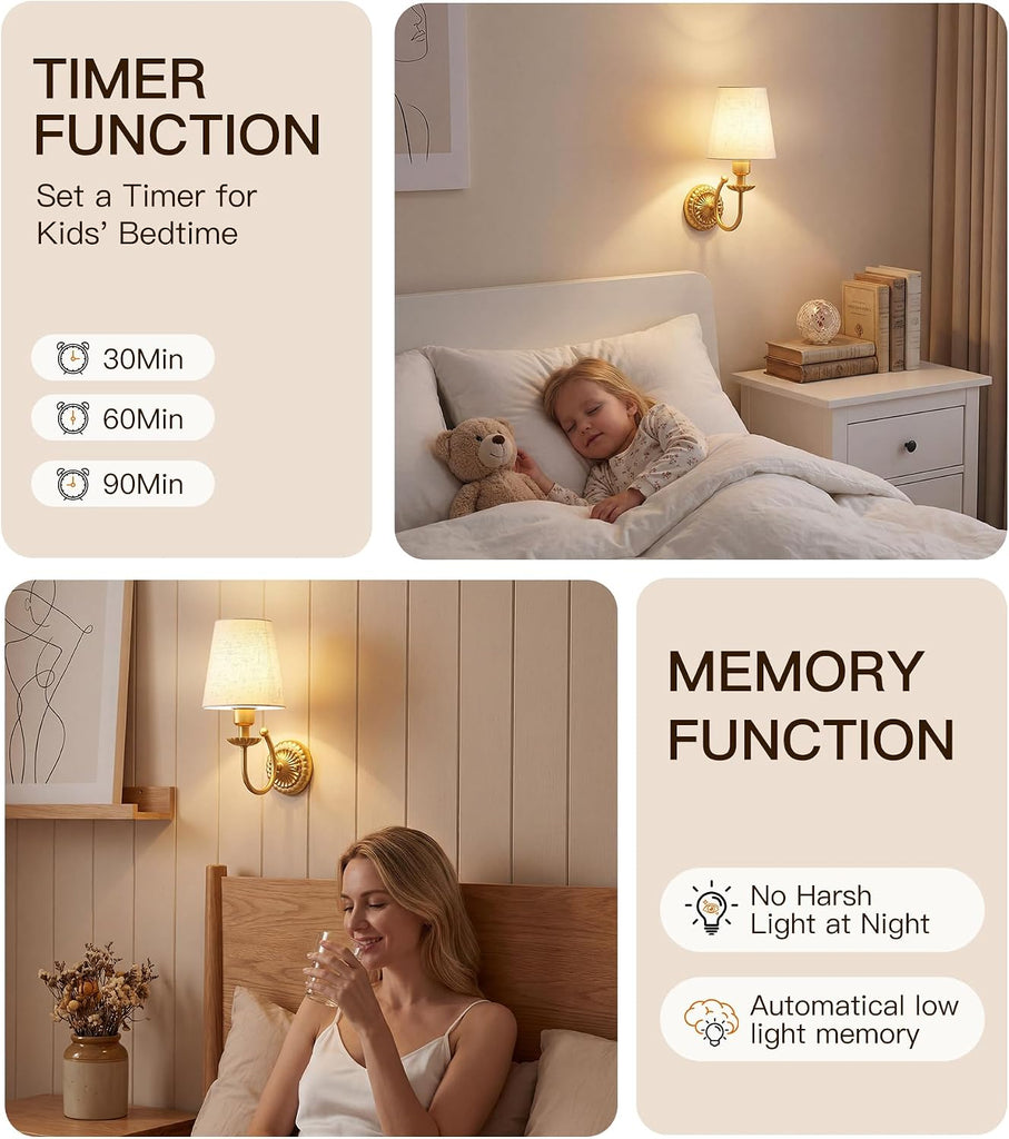 Wireless Wall Sconces Set of Two 14"H, 5300mAh Battery Operated Wall Sconce, Rechargeable Bulbs with Remote, 15