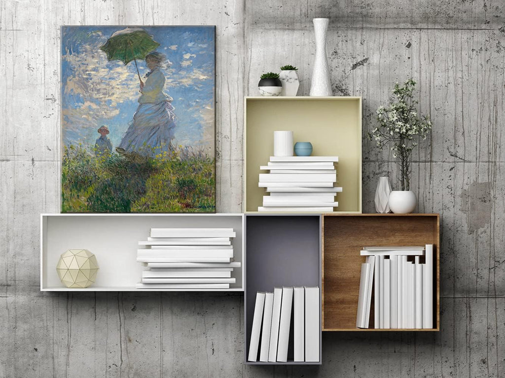 Woman with a Parasol Madame Monet and Her Son Canvas Prints Wall Art of Claude Monet Famous Classic Oil Paintings