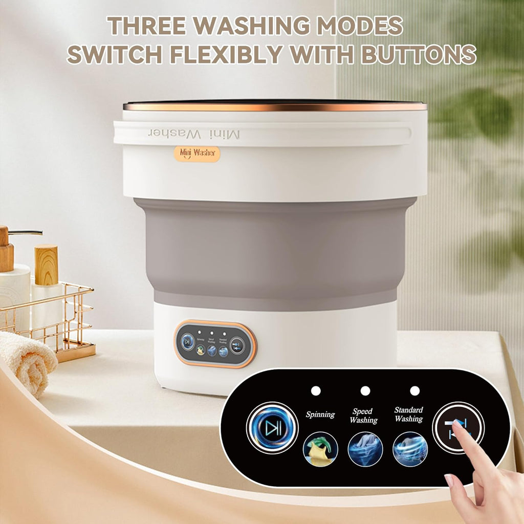 Portable Mini Washing Machine, 16L Upgraded Foldable Laundry Machine with Spin Basket, 3 Cleaning Modes & Deep