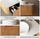 36 inch Bathroom Vanity with Sink, Floating Cabinet with Ultra-Thin Ceramic Basin and Marble Top, Large Storage Drawer