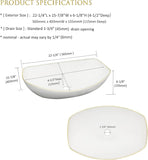22 X 16 inch LUXURY GOLD rim Oval Vessel, Above Counter Bathroom Sink, Porcelain Ceramic Vessel Vanity Sink
