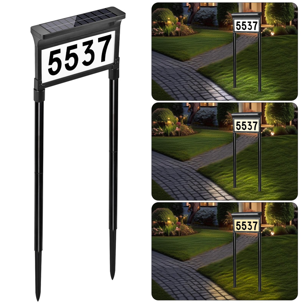 Solar Address Signs, Dual-Sided Illumination Solar House Numbers
