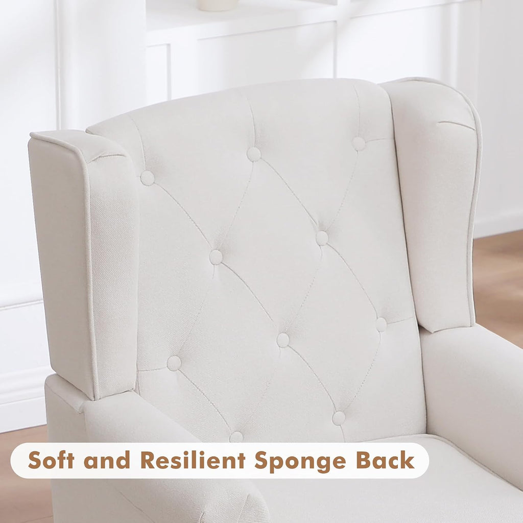 Accent Chair Set of 2, Mid Century Modern Fabric Wingback Chair, Upholstered Armchair with High Back and Vintage