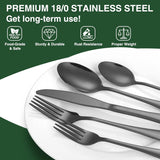 60-Piece Black Silverware Set with Organizer, Stainless Steel Flatware for 12, Cutlery Utensil Set