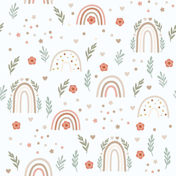 12''x472'' Rainbow Wallpaper Peel and Stick Boho Wallpaper Colorful Flower Leaf Wall Paper for Kids Room Nursery Self