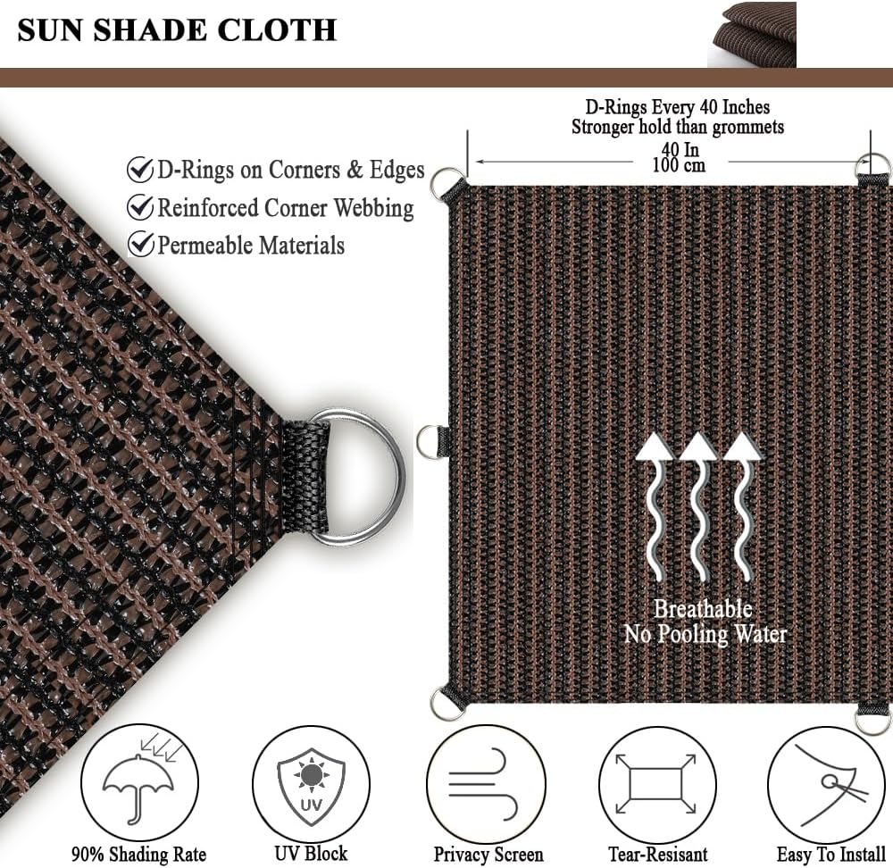 Sun Shade Cloth 10x30 FT, UV Block Outdoor Patio Shade Cover, Permeable and Tear Fade Resistant Rectangle Sunshade