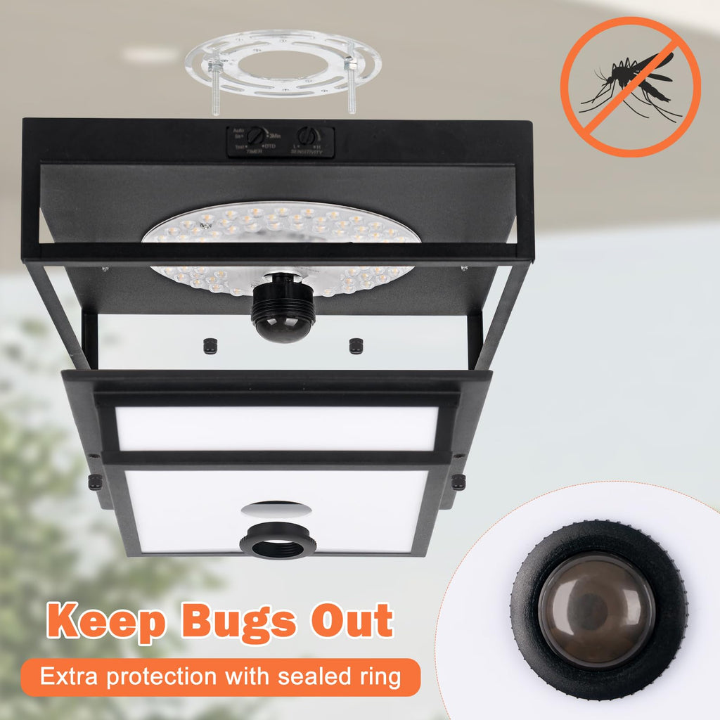 LED Motion Sensor Outdoor Ceiling Light Square Flush Mount Lighting 2 Pack