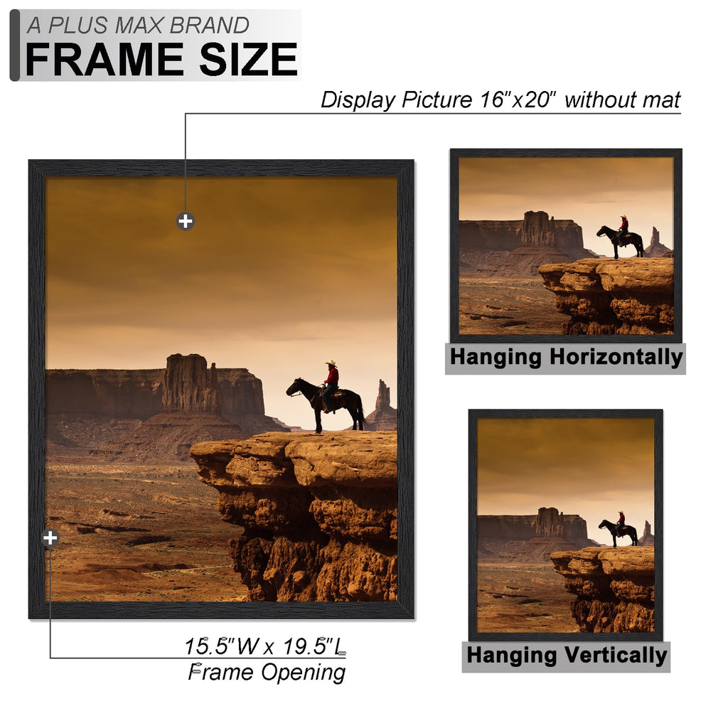 16x20 Picture Frame Black Light Weight Wall Mount
