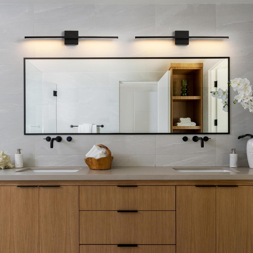 Black Bathroom Vanity Light 30 Inch 360° Rotatable 18W Dimmable 5CCT LED Black Bathroom Light Fixture Over Mirror