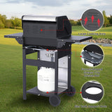 3-Burner Propane Gas Grill, 30,000 BTU Outdoor BBQ Grill with Cast Iron Grates, Double-Layer Stainless Steel Lid and Foldable Side Shelves