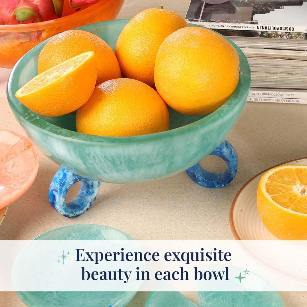 Fruit Bowl Counter, 9" Resin Decorative Bowl, Centerpiece Table Decorations, Fruit Basket for Coffee Table Décor