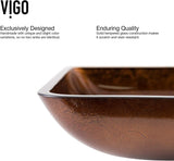 Vigo Vessel Sink Brown - 23” Artistic Rectangular Bathroom Vessel Sink