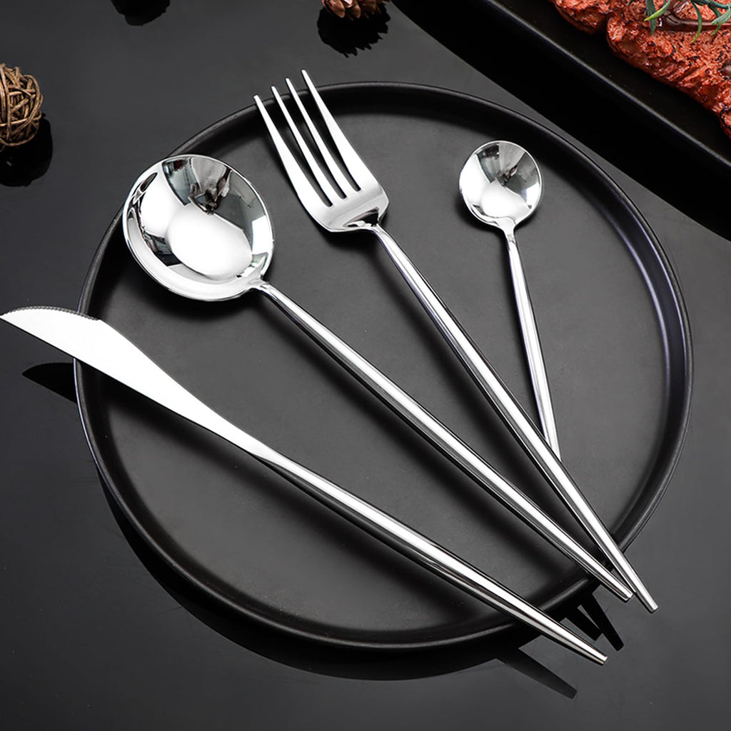 24-Piece Silverware Set, Stainless Steel Flatware Set for 6, Fork Spoon Knife Set, Home Dinnerware Tableware Set for