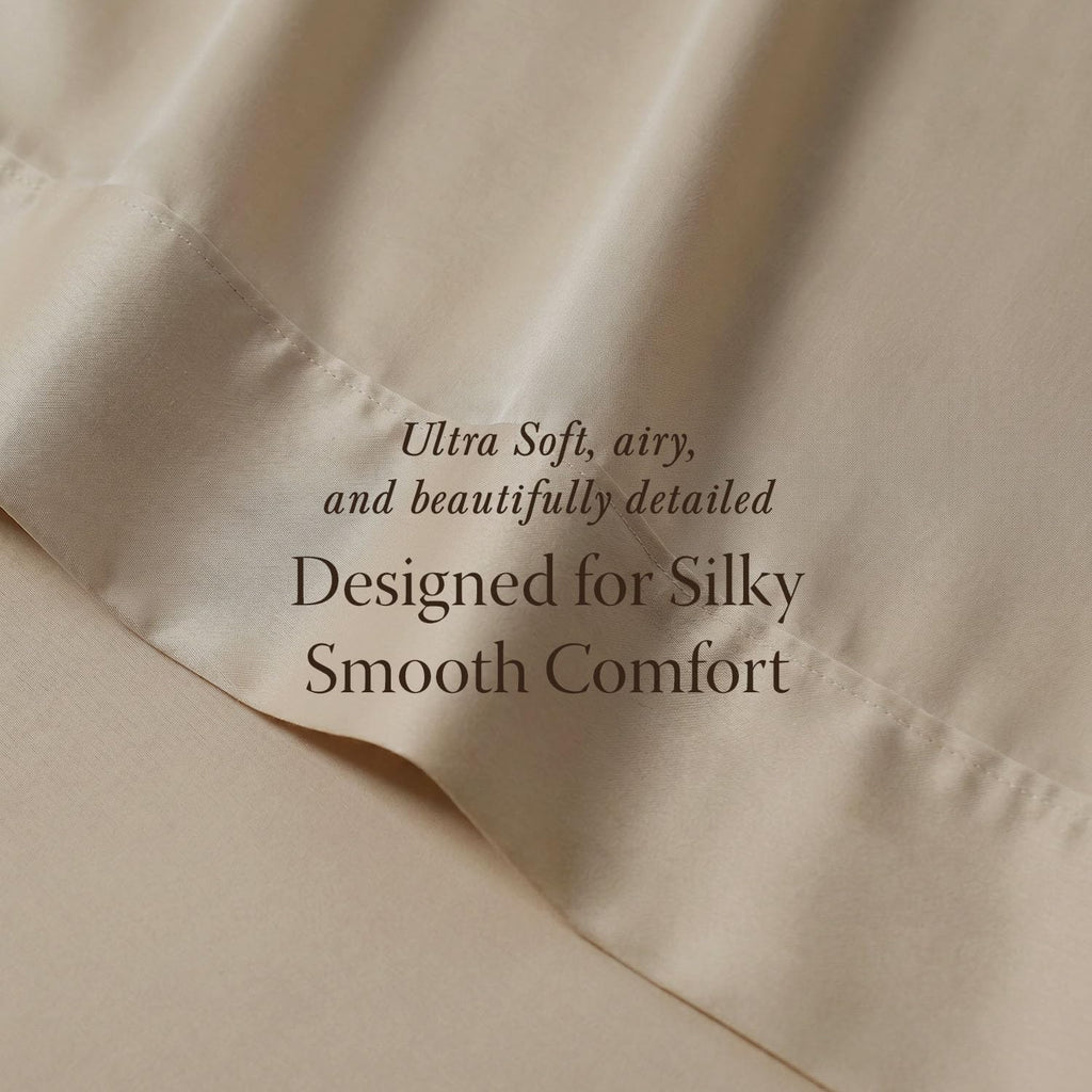 400 Thread Count Egyptian Cotton Queen Sheet Set, Sateen, Beige