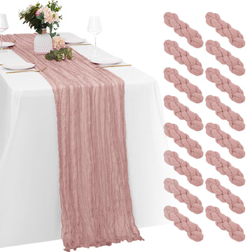 16 Pack Dusty Pink Cheesecloth Table Runners 20x120 Inch Gauze Table Runner Cheese Cloth 10FT Pink Table Runner
