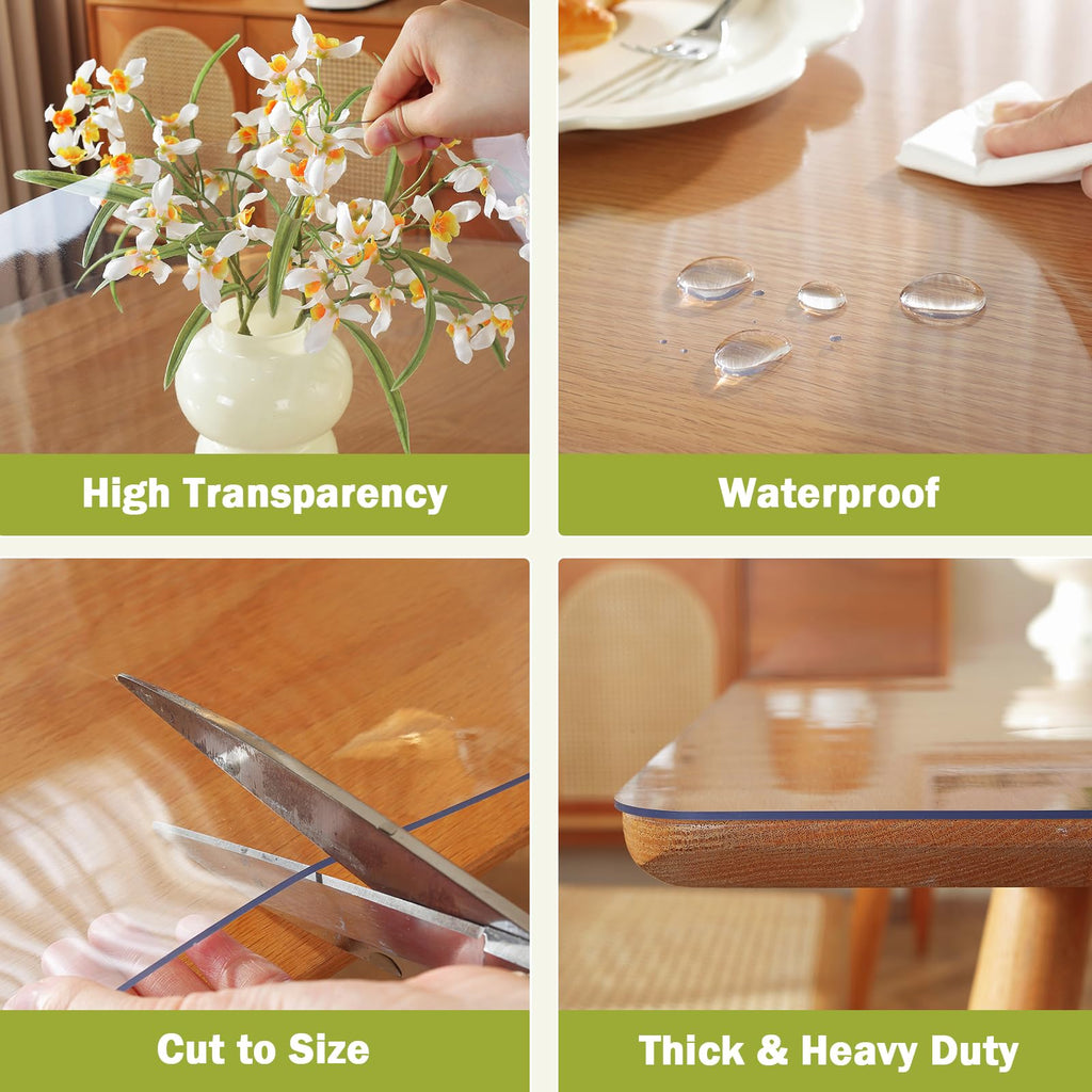 18 x 42 in Clear Table Protector 1.5mm Thick Plastic Table Cover
