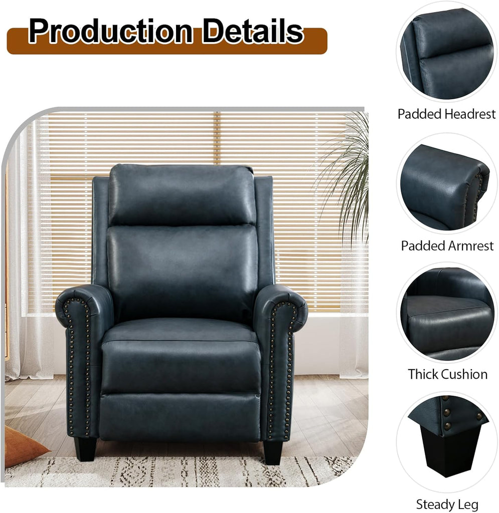 Leather Recliner Chair, Classic and Traditional Push Back Recliner Chair with Comfortable Arms and Back Bedroom