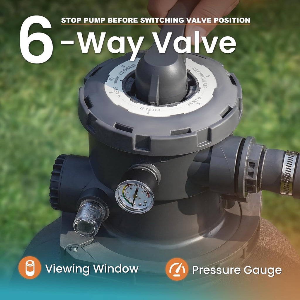 15" Sand Filter Pump for Above Ground Pool with Timer | 3/4HP 3800GPH Pool Pumps Above Ground for Pools Up to 15,000