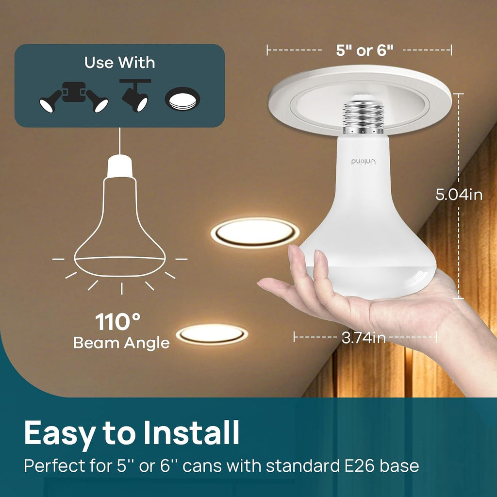 BR30 LED Flood Light Bulbs Indoor, 65W Equivalent Dimmable LED Recessed Bulbs, 10W 850 Lumens, 2700K Soft White E26