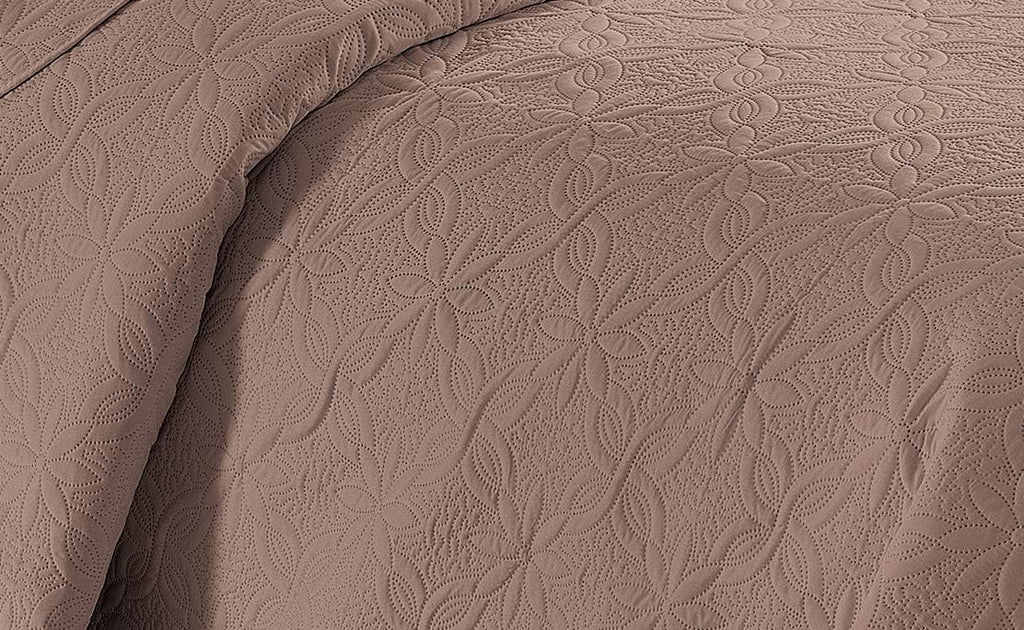 3pc Embossed Coverlet Bedspread Set Oversized Bed Cover Solid Floral Daisy Pattern New # Allis (King/California King