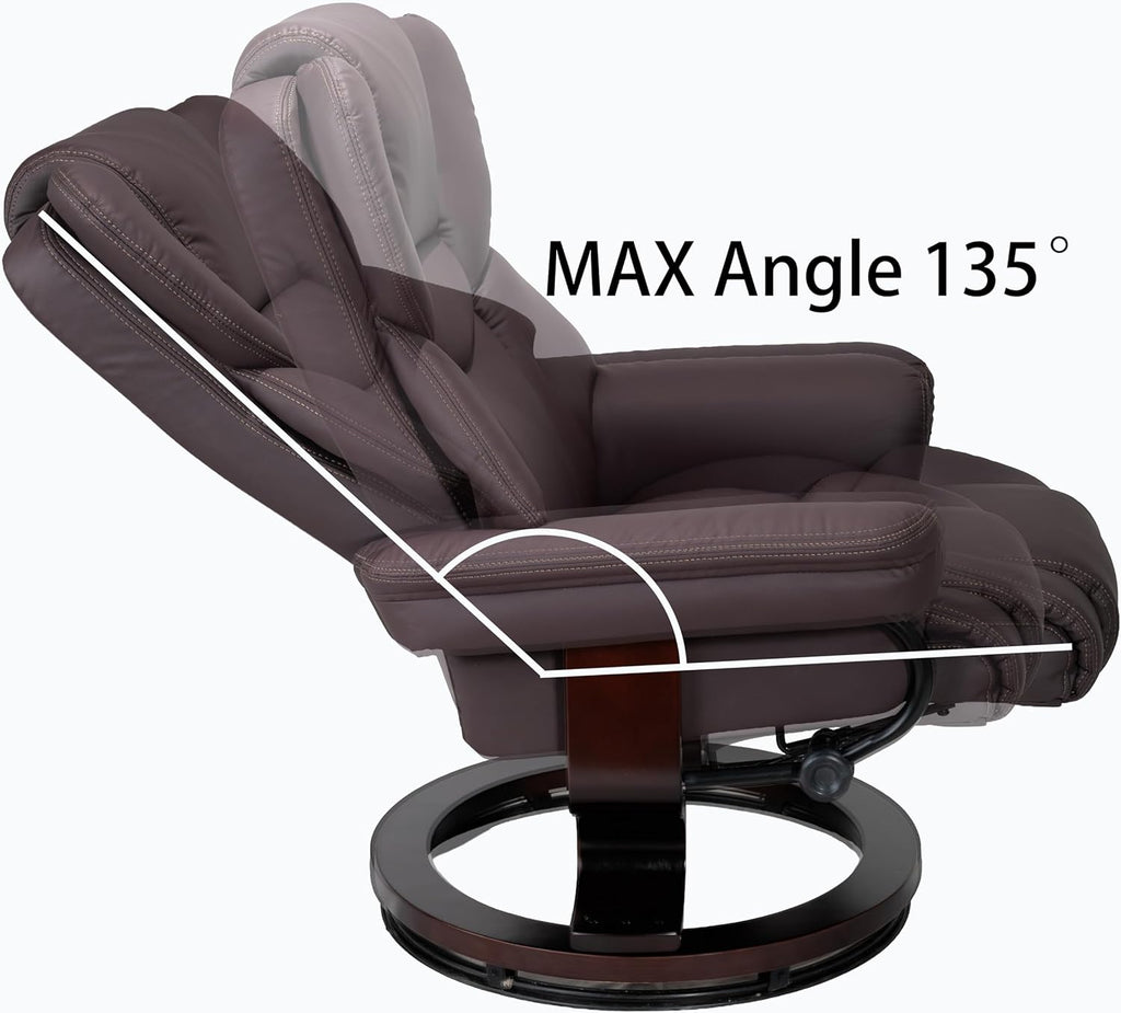 Modern Reclining Lounge Chair and Ottoman — Faux Leather